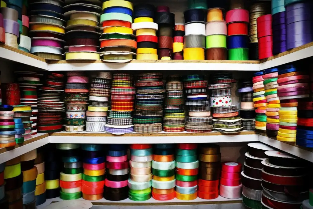 Ribbon in different colors and sizes