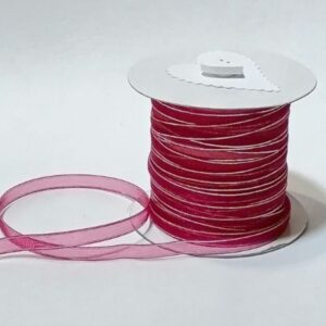 6mm Organza Burgundy Ribbon with Silver Edge