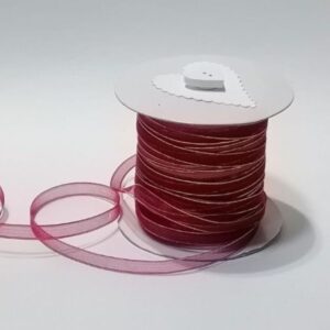6mm Organza Maroon Ribbon with Gold Edge