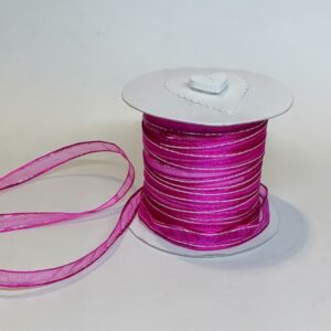 R044 Cerise Pink Organza with Silver Edge 10mm