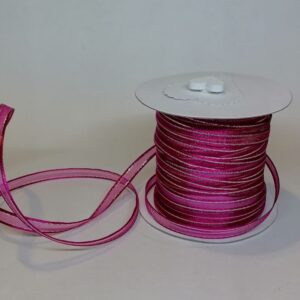 R046 Cerise Pink Organza with Silver Edge 7mm