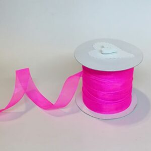 R047 Neon Pink Organza Ribbon 15mm