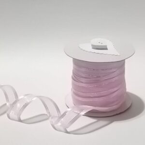 R026 Pink Organza Ribbon with Silver Edge15mm