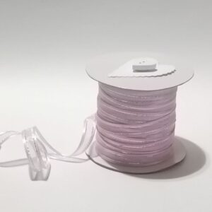 R025 Pink Organza Ribbon with Silver Edge 10mm