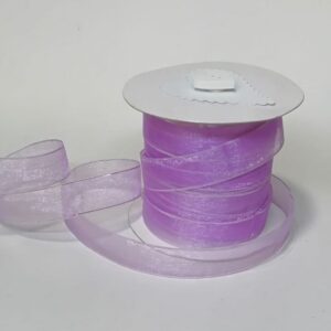 R052 Purple Organza with Silver Edge 15mm