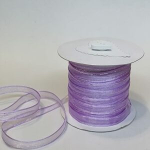 R059 Jacaranda with Silver Edge Organza Ribbon 10mm