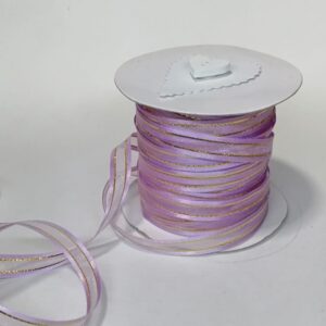 R064 Orchid with Gold Edge Organza Ribbon 10mm