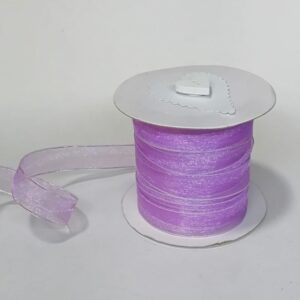 R068 Purple Organza with Silver Edge 15mm