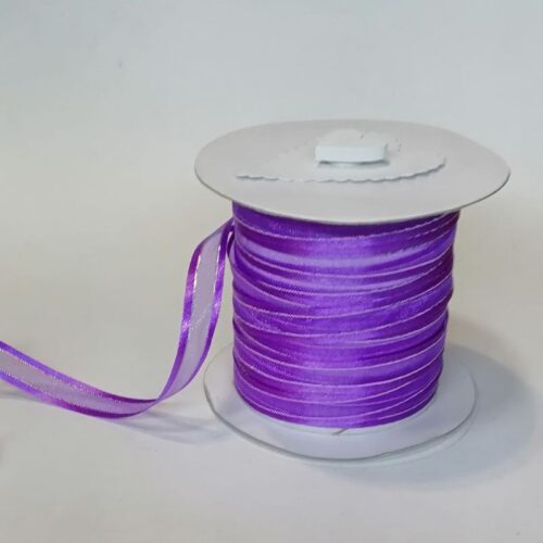 Purple with Silver Edge Organza 10mm