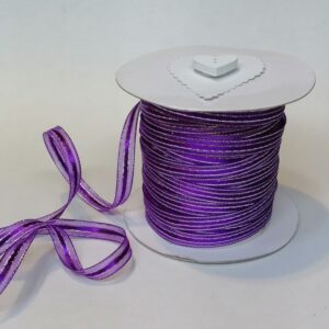R073 Violet with Silver Edge Organza Ribbon 6mm