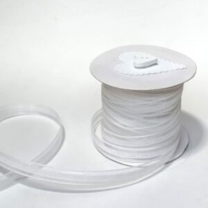 R080 White Organza with decor Stripe 12mm