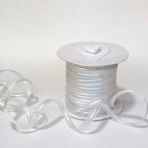 White Organza with Silver Edge 6mm