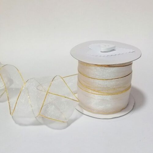 White Organza with Gold Edge 30mm