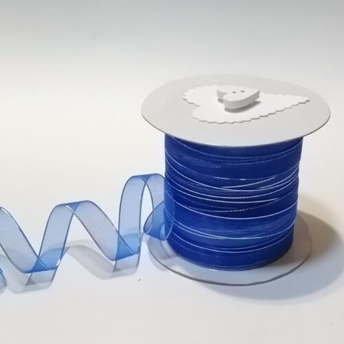 Royal Blue Organza with Silver Edge Ribbon 10mm