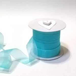 R118 Aqua Blue Organza Ribbon 20mm