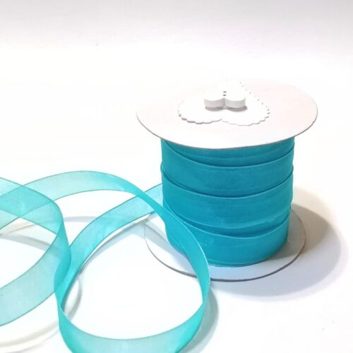 Aqua Blue Organza Ribbon 15mm