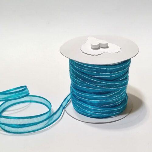 Turquoise with Silver Edge Ribbon 10mm