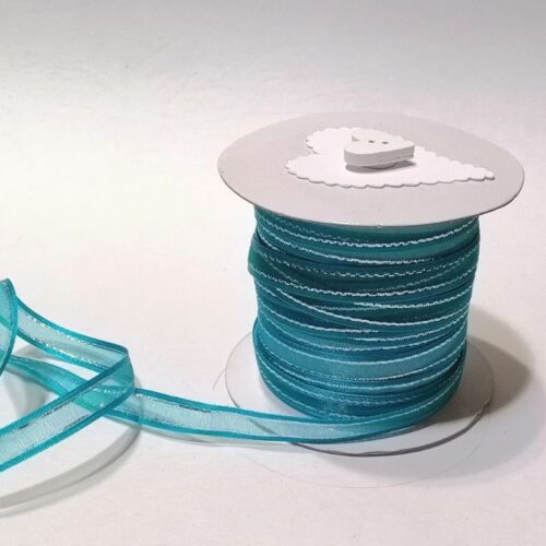 Turquoise with Silver Edge Ribbon 10mm