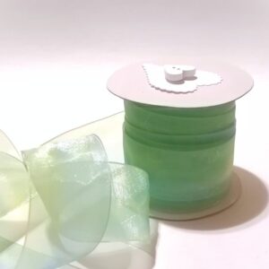 R128 Green Blue Organza Ribbon 38mm