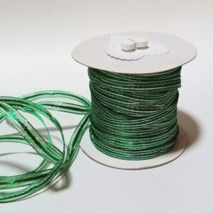 R145 Dark Green with Silver Edge Organza Ribbon 6mm
