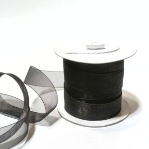 R159 Black Organza Ribbon 20mm