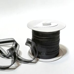R162 Black Organza with Satin Insert Ribbon 15mm