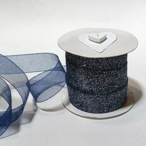 Navy Blue Glitter Ribbon 20mm