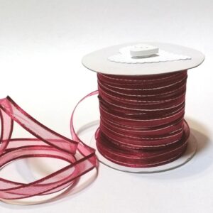 Maroon Organza Ribbon with Gold Edge 10mm
