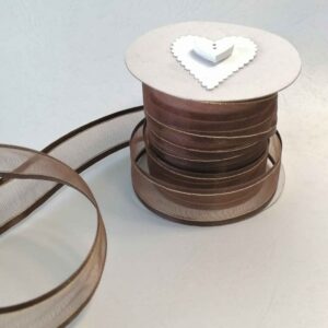 Chocolate Brown Organza with Gold Edge 23mm