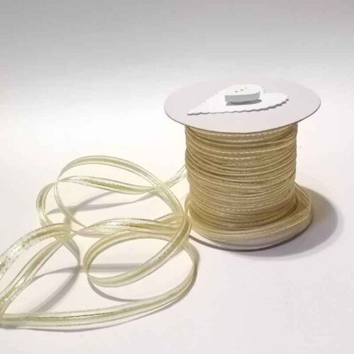 Old Gold Organza with Silver Edge 6mm