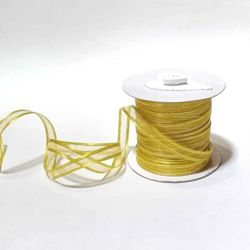 Yellow Organza with Satin and Golden Edge 10mm