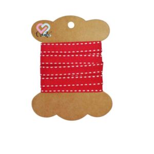 Scrapbook Ribbon Red/White Line 10mm 1.8m