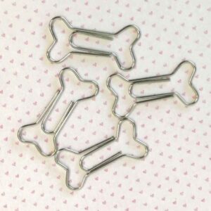 Paper Clip Dog Bone Silver Pack of 4