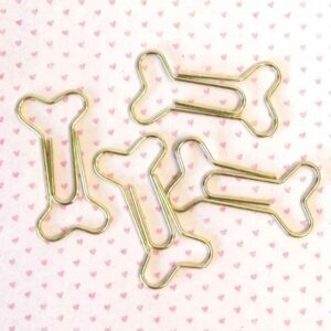 Paper Clip Dog Bone Gold Pack of 4