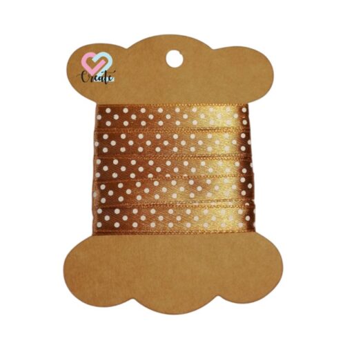 Dotted Ribbon Satin Brown 10mm 2m