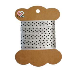 Dotted Ribbon Satin White 10mm 2m