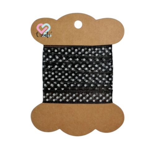 Dotted Ribbon Organza Black 10mm 2m