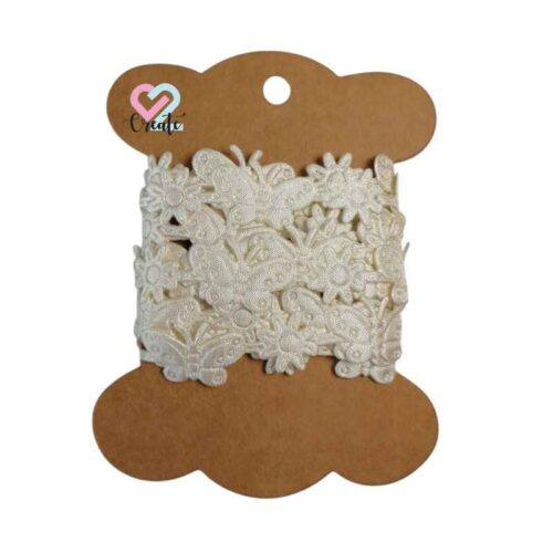 Cut out Ribbon Flowers/ Butterfly Cream 20mm 1.8m