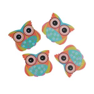 EM02 Embellishment Wood Owls 4x
