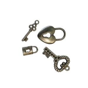 Metal Charms Lock and Key 4x