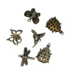 Metal Charms Birds and Bugs 6x